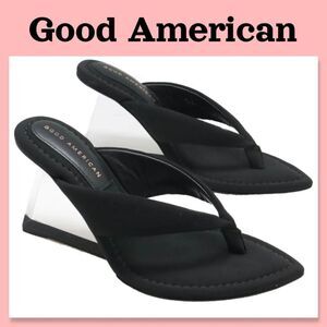 NIB Good American Neoprene Sandals Wedge Heel